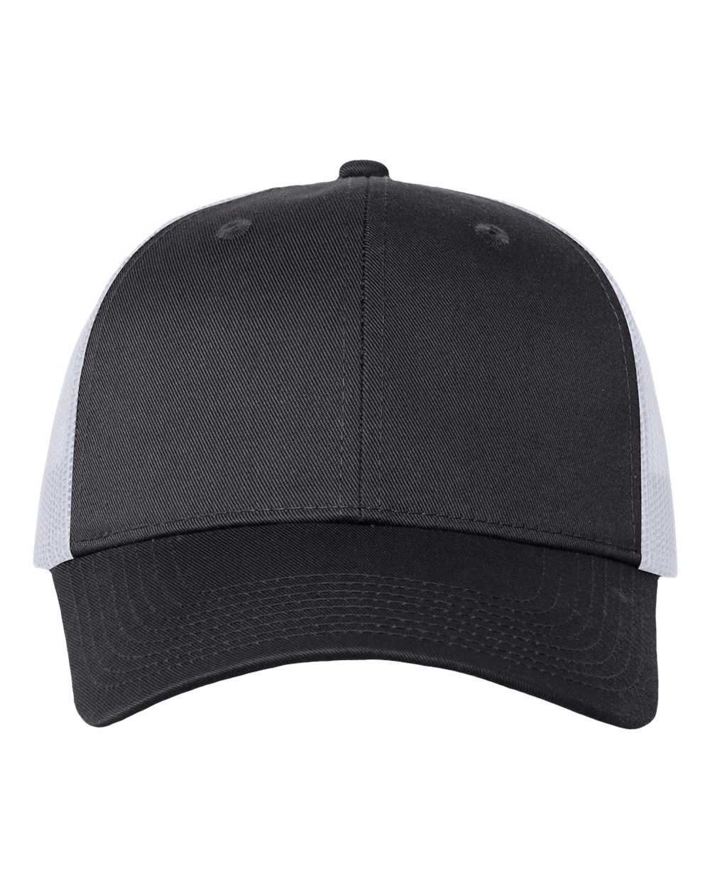 DTF Trucker Hat — Charcoal/ White — front garment preview
