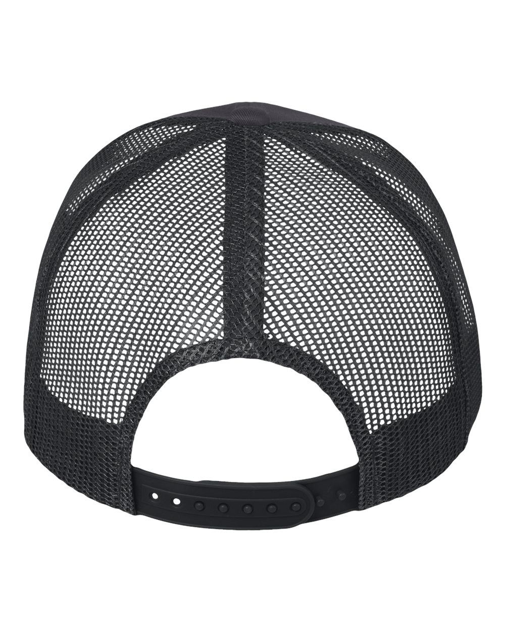 DTF Trucker Hat — Charcoal/ Black — back garment preview