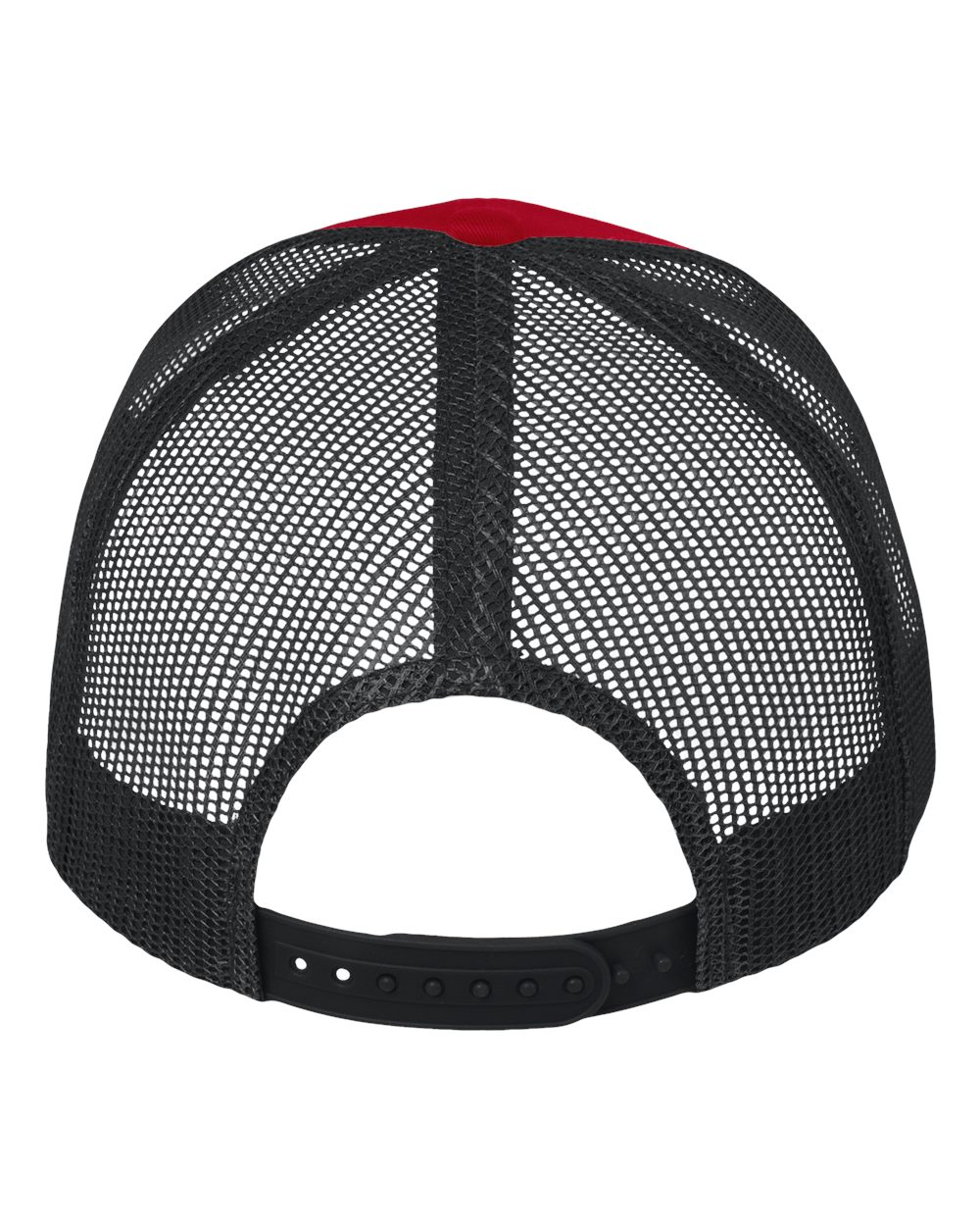 DTF Trucker Hat — Red/ Black — back garment preview