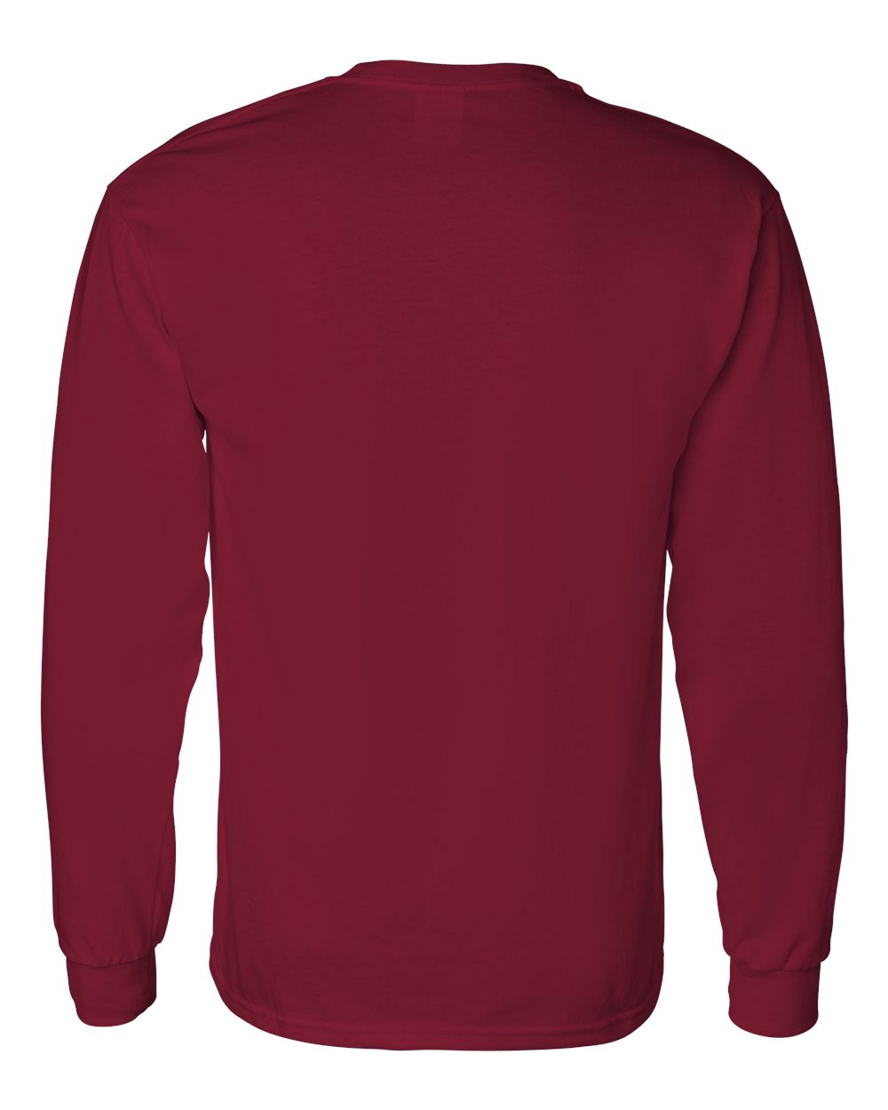 Heavy Cotton Long Sleeve — Cardinal Red — back garment preview