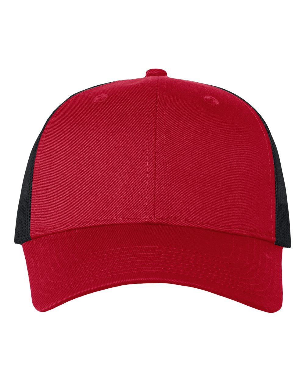 DTF Trucker Hat — Red/ Black — front garment preview