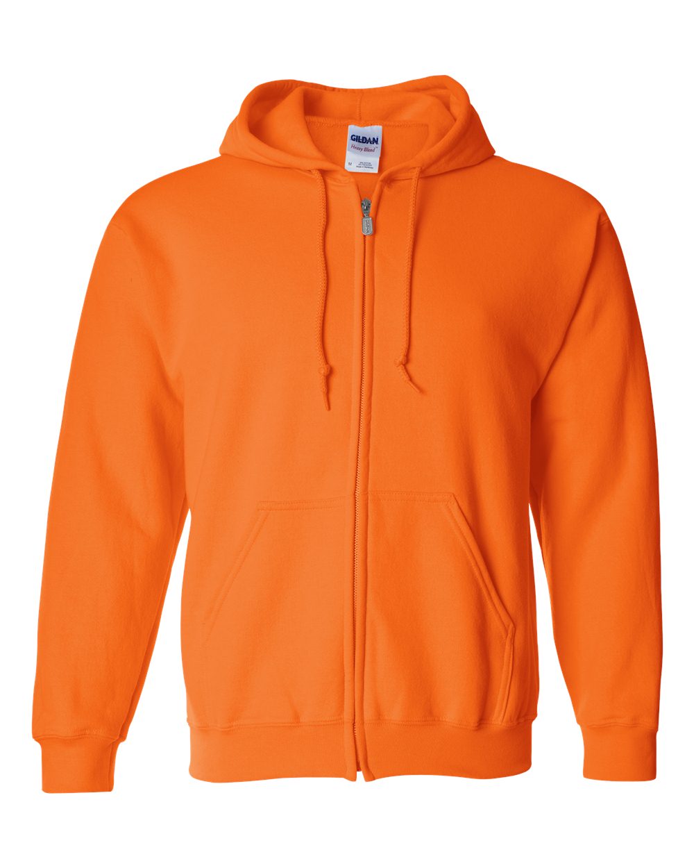 Full-Zip Hoodie — Safety Orange — front garment preview