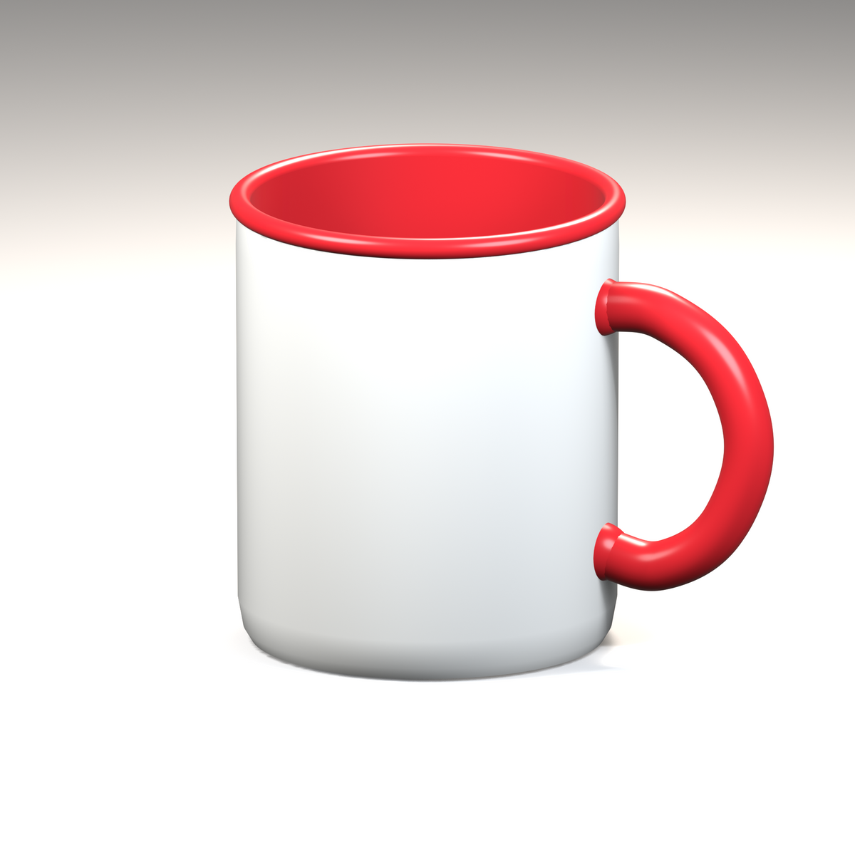 Red custom mug from Varaprint with a personalized design, featuring a standard ceramic mug shape and glossy finish.