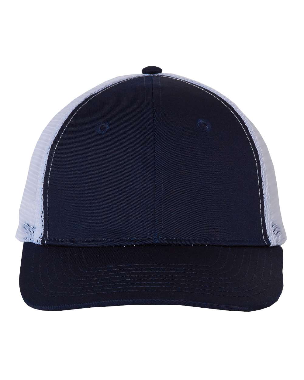 DTF Trucker Hat — Navy/ White — front garment preview