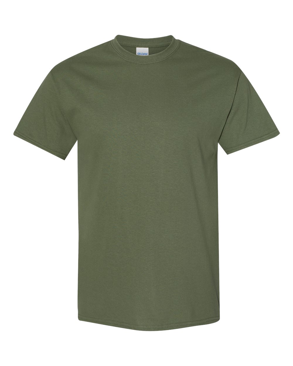 White Gildan 5000 Unisex Heavy Cotton T-Shirt, front view showing classic crew neck and comfortable fit.