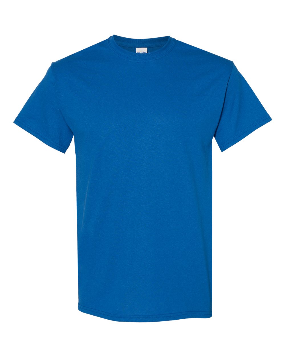 White Gildan 5000 Unisex Heavy Cotton T-Shirt, front view, showing classic crew neckline and smooth cotton fabric.