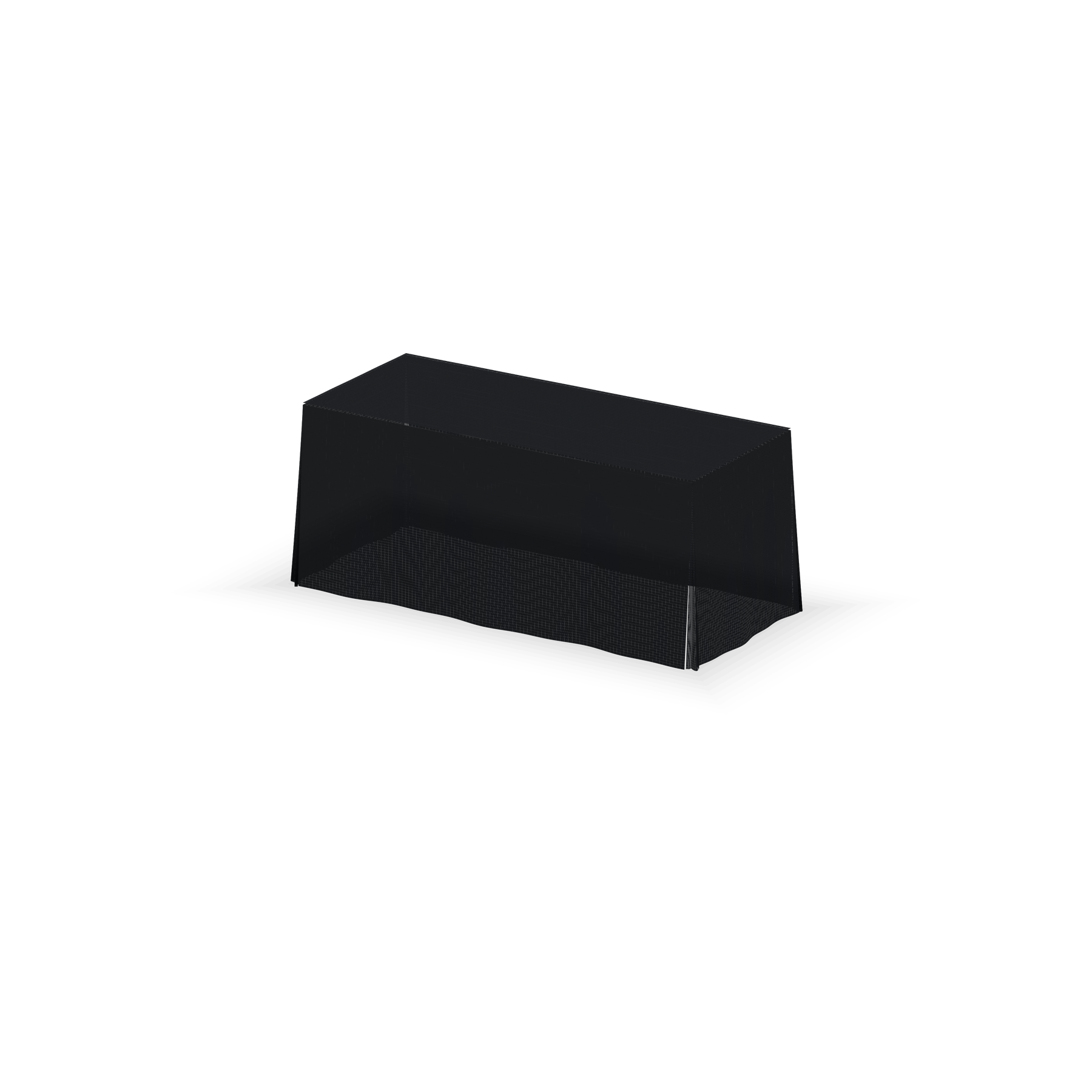 Solid color table throw, 6 ft, Black, rear three-quarter view