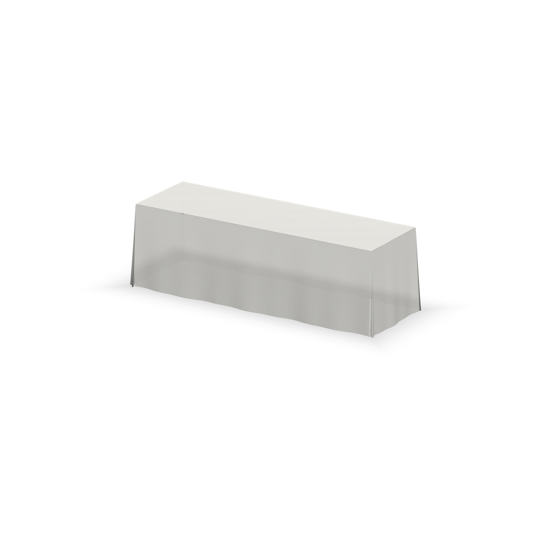Solid color table throw, 8 ft, White, rear three-quarter view