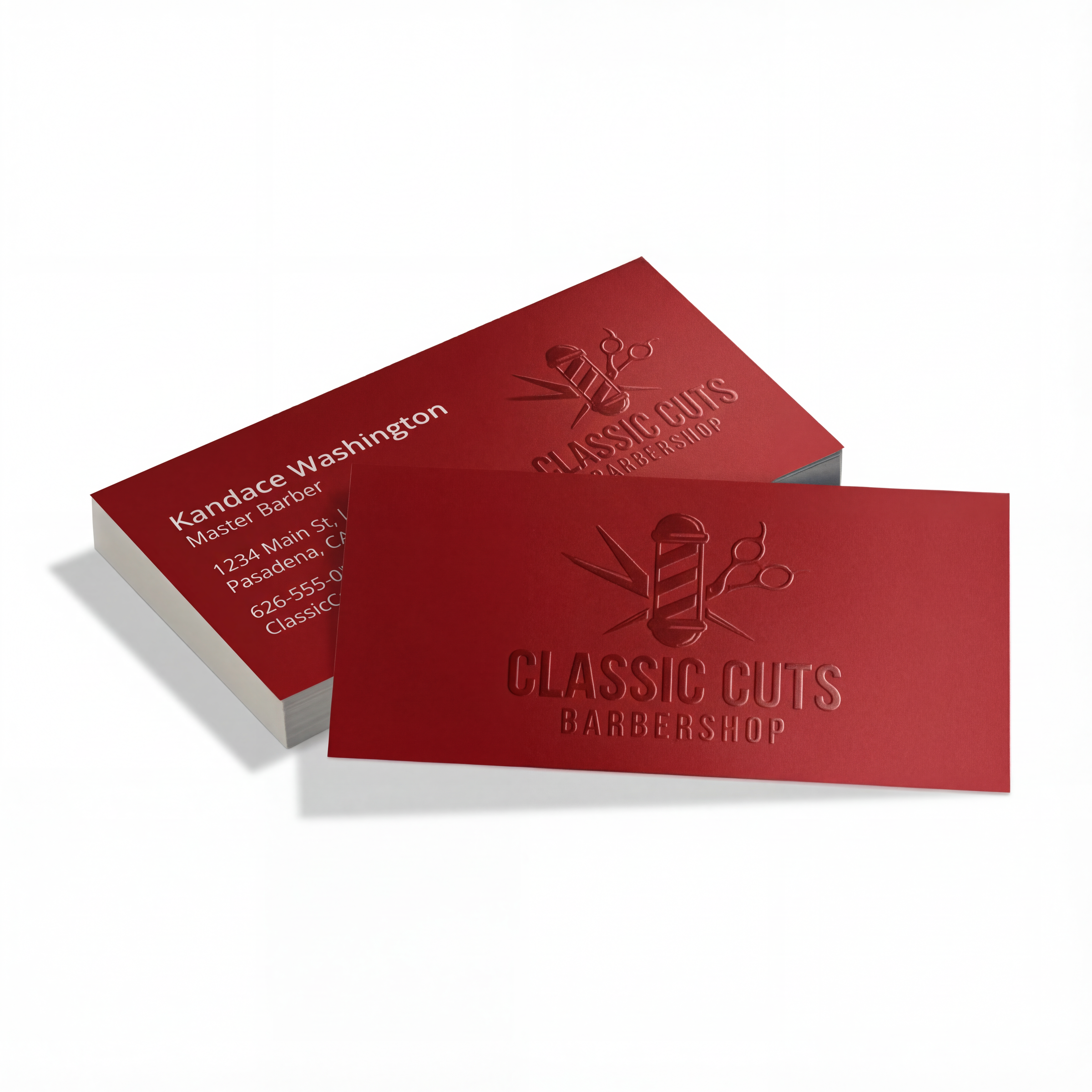 Raised Spot UV suede business cards by Varaprint featuring textured suede finish and glossy raised UV details.