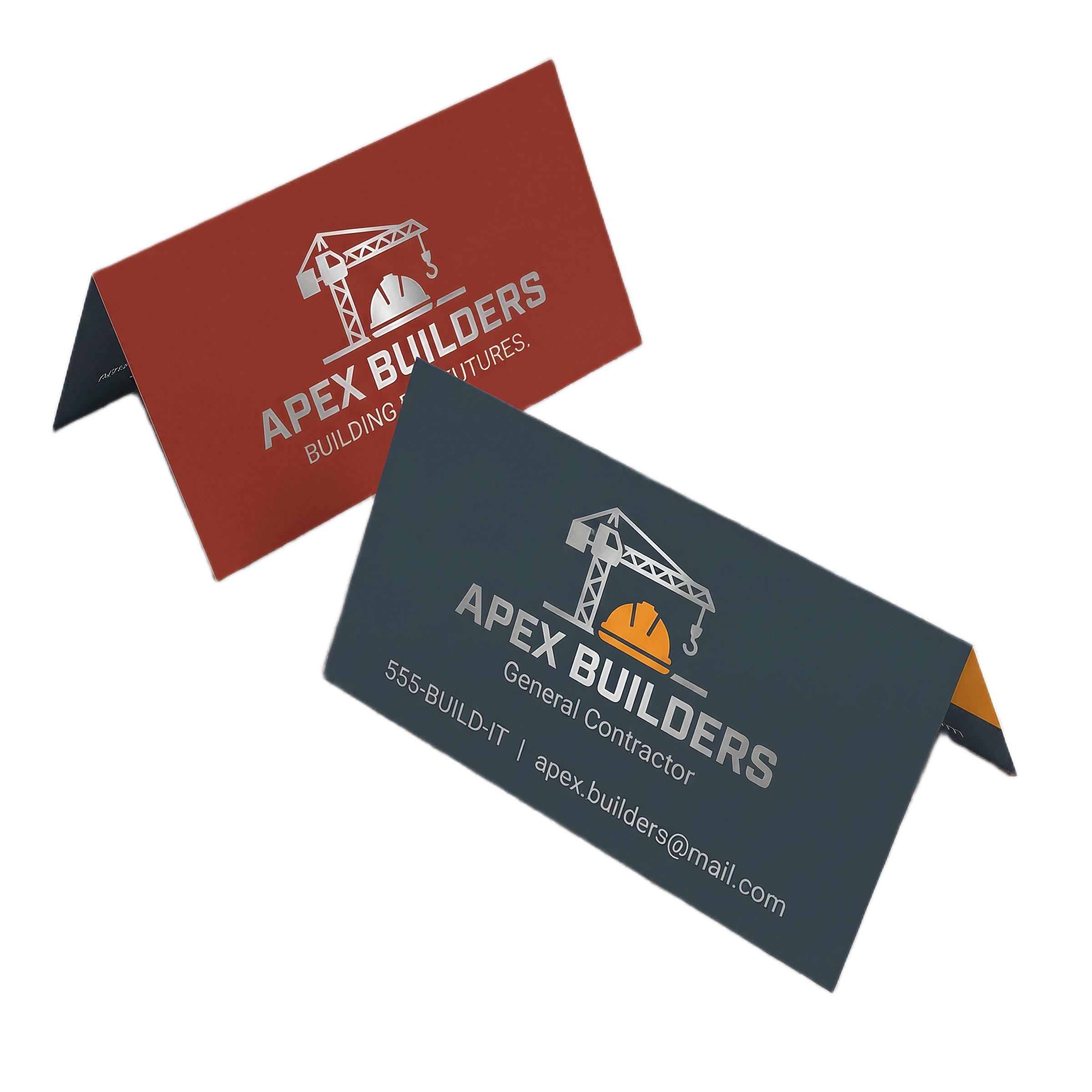 Varaprint fold-over business cards showing sleek design and durable paper, ideal for professional networking and branding.