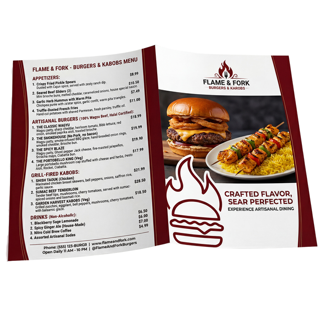 Varaprint 11x17 half-fold brochure with colorful design and professional layout, showcasing custom flyers and brochures.