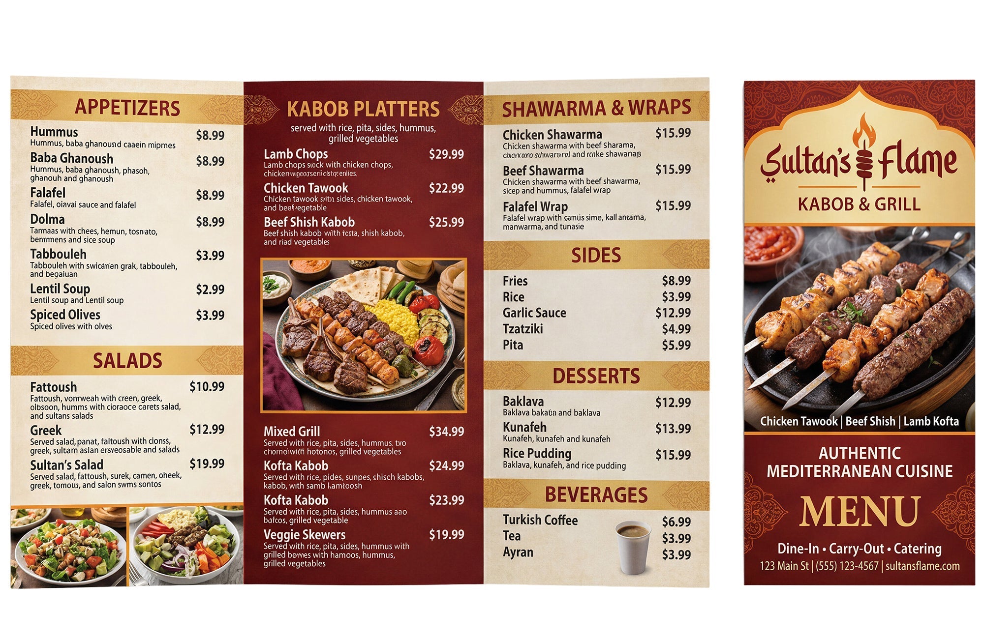 Varaprint 11x17 trifold brochure showcasing colorful flyer design with fold lines and vibrant graphics.