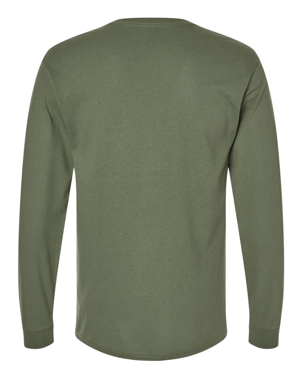 Heavy Cotton Long Sleeve — Military Green — back garment preview