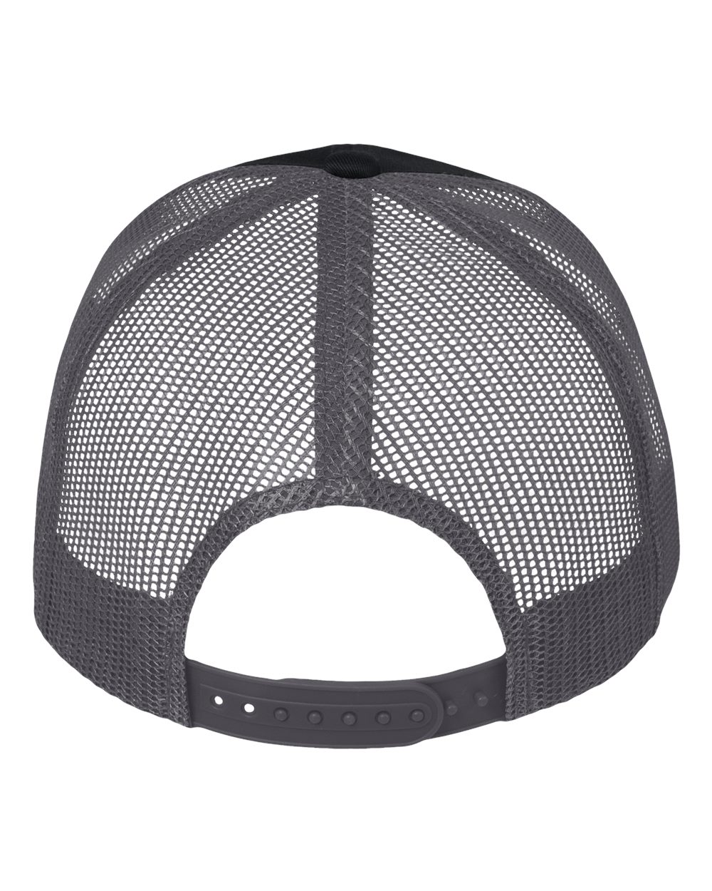 DTF Trucker Hat — Black/ Charcoal — back garment preview