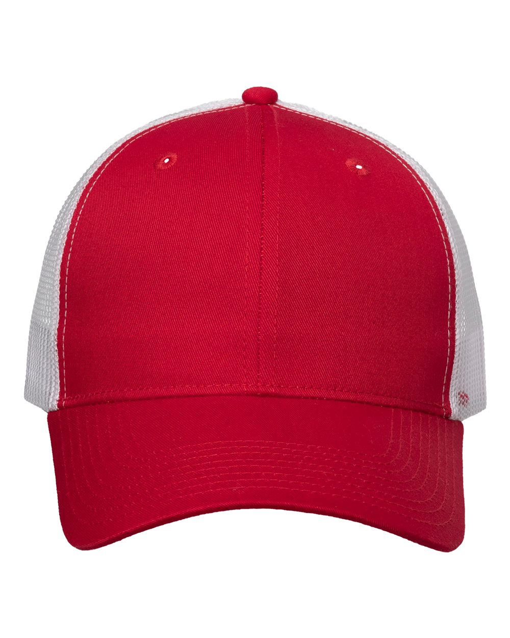 DTF Trucker Hat — Red/ White — front garment preview