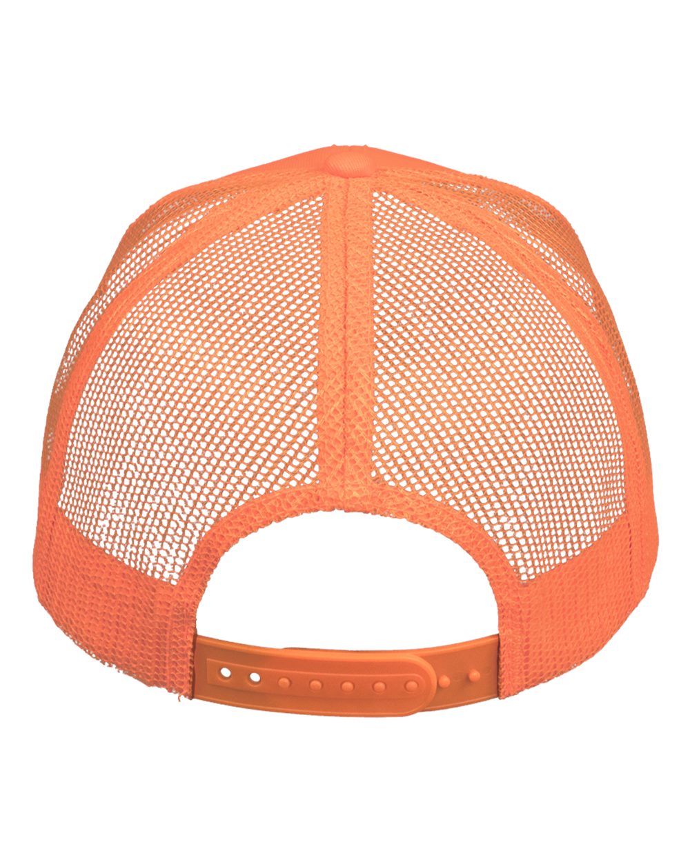 DTF Trucker Hat — Neon Orange — back garment preview