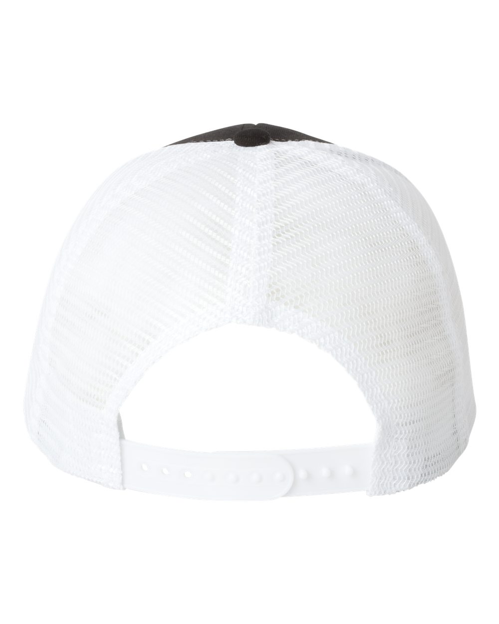 DTF Trucker Hat — Black/ White — back garment preview