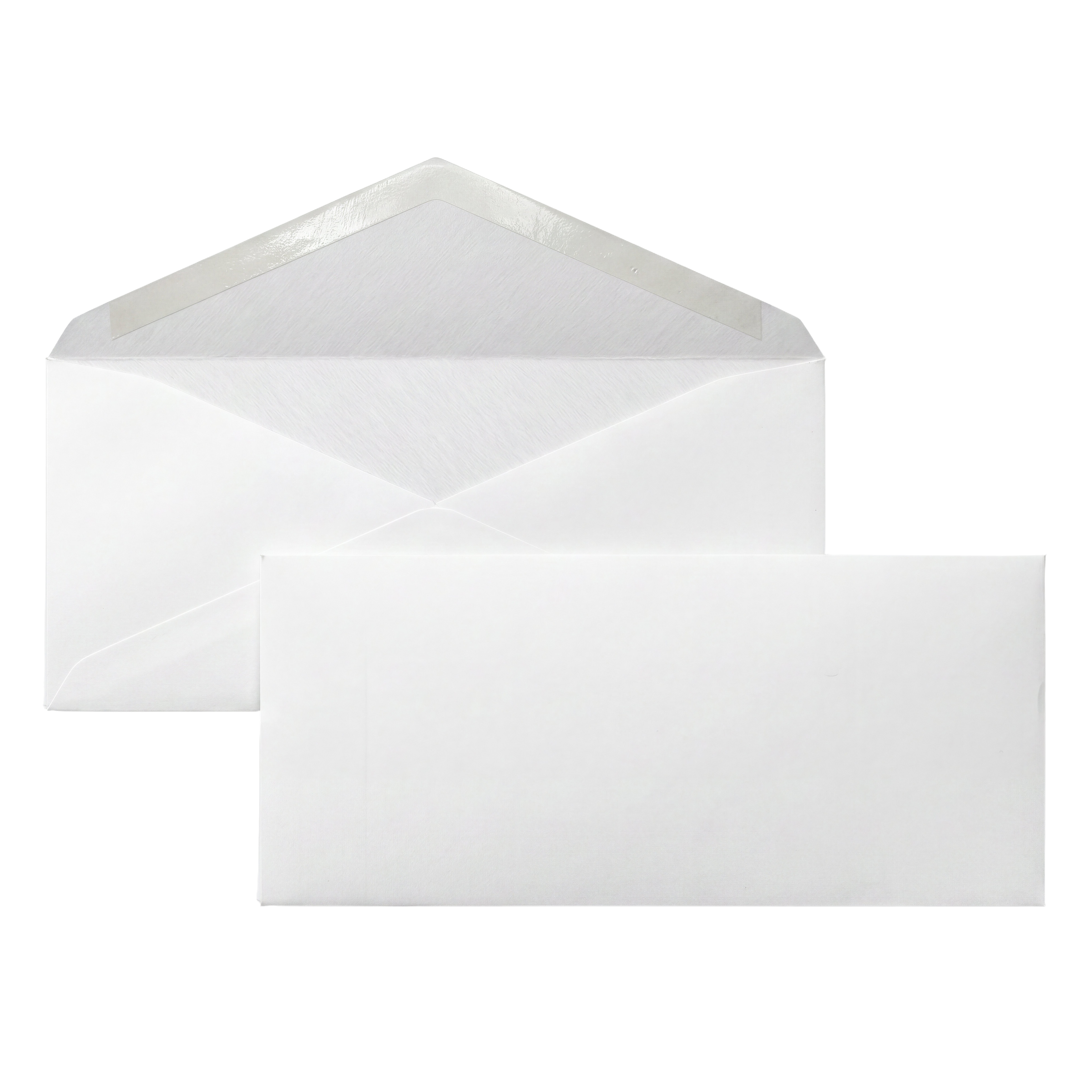 Varaprint blank envelopes measuring 4.125 x 9.5 inches, shown in a stack with a smooth, plain surface for mailing or document purposes.