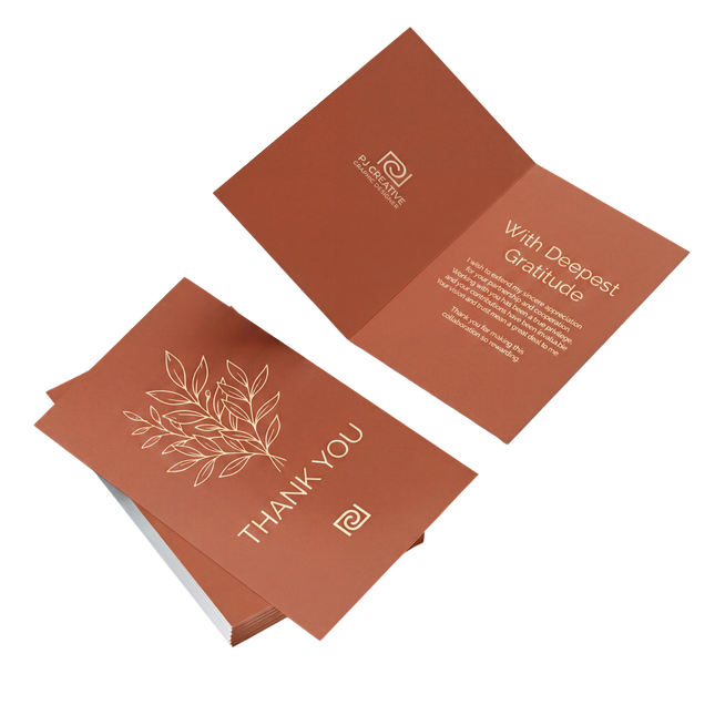 Elegant custom silk greeting cards measuring 7 x 10 inches from Varaprint, featuring intricate designs and a smooth silk finish.