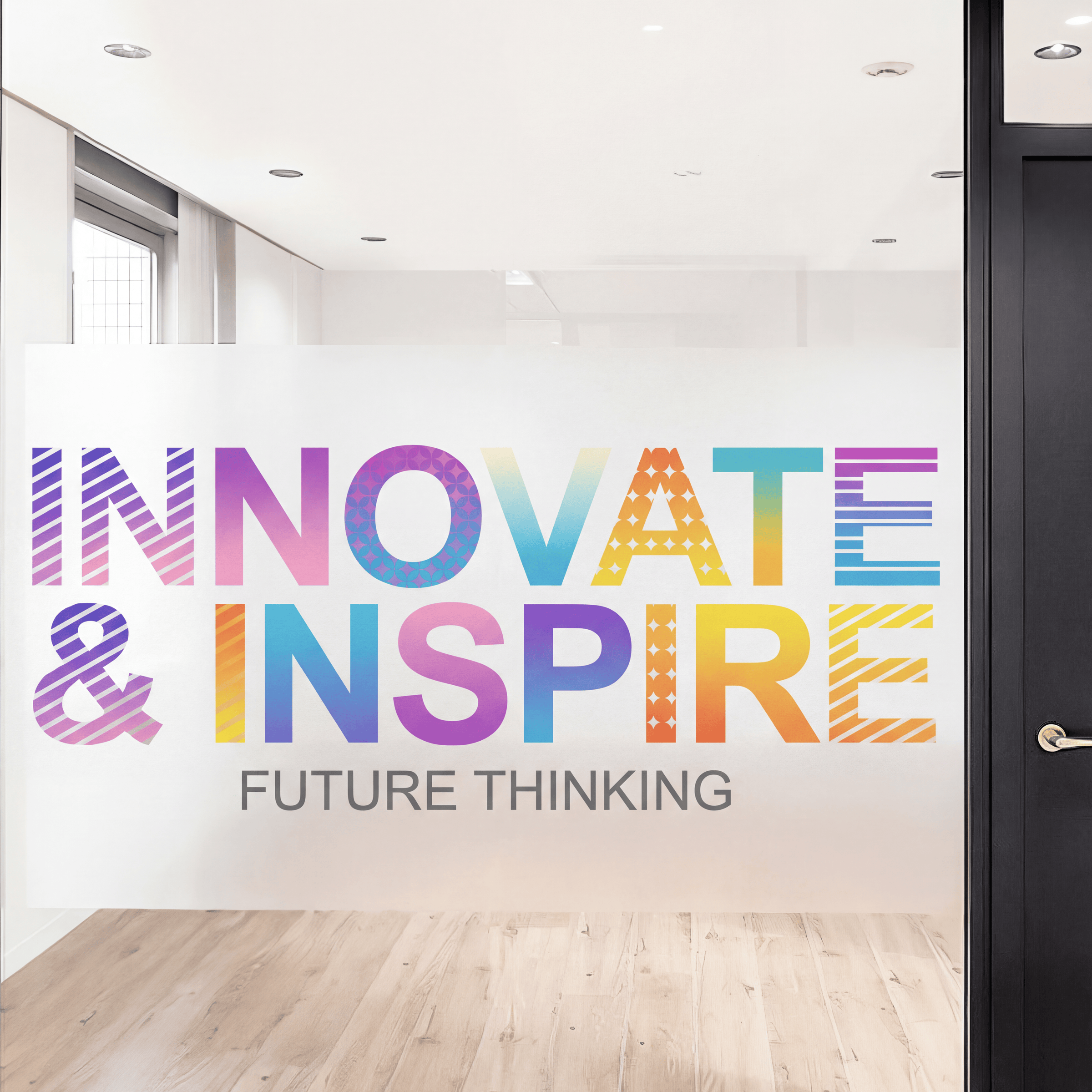 Frosted etched vinyl by Varaprint showing a semi-transparent, matte finish with intricate etched patterns on the surface.