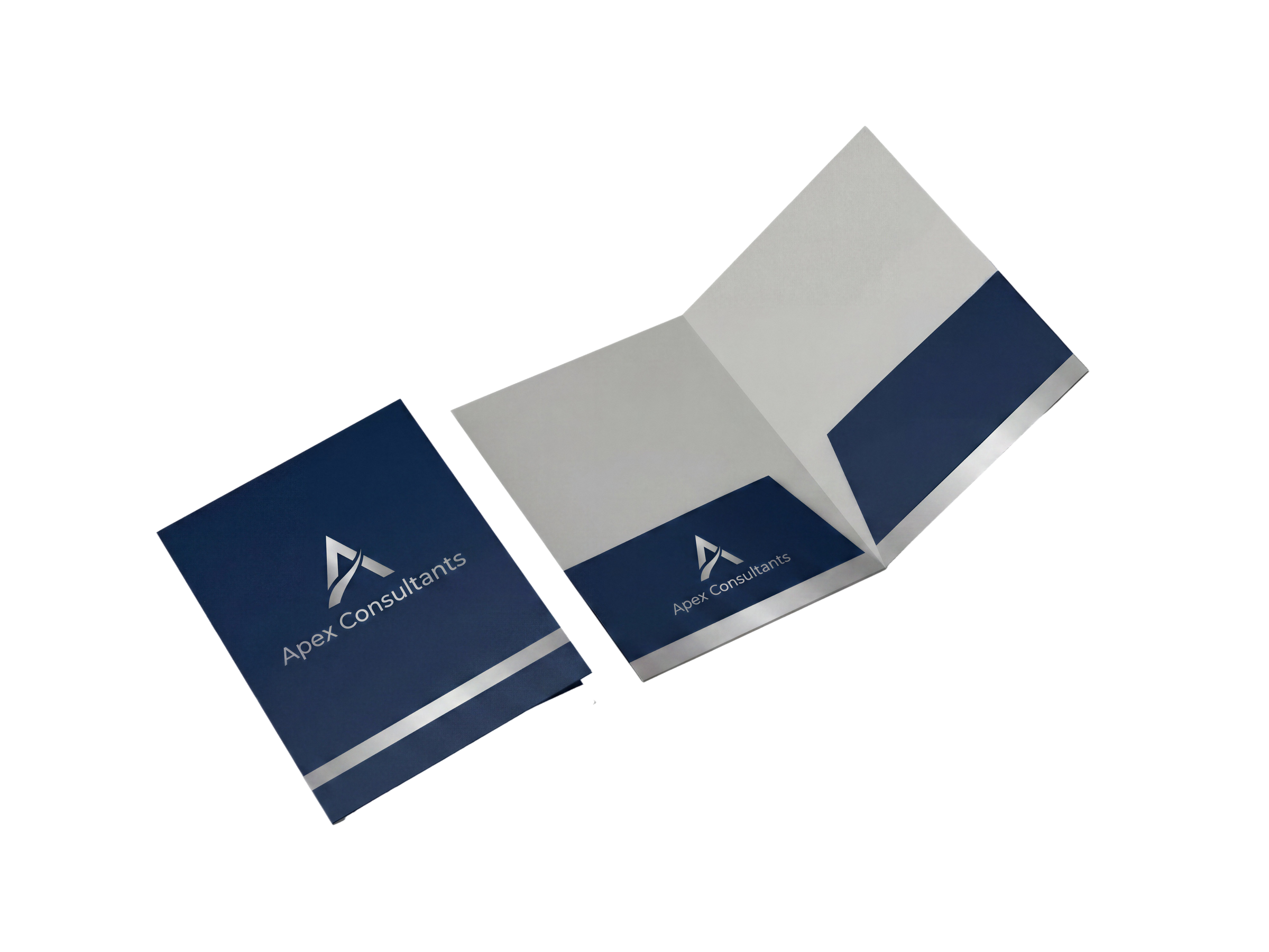 Varaprint presentation folders in 5.25 x 10.5 inches for marketing materials, with a sleek design and file pockets.