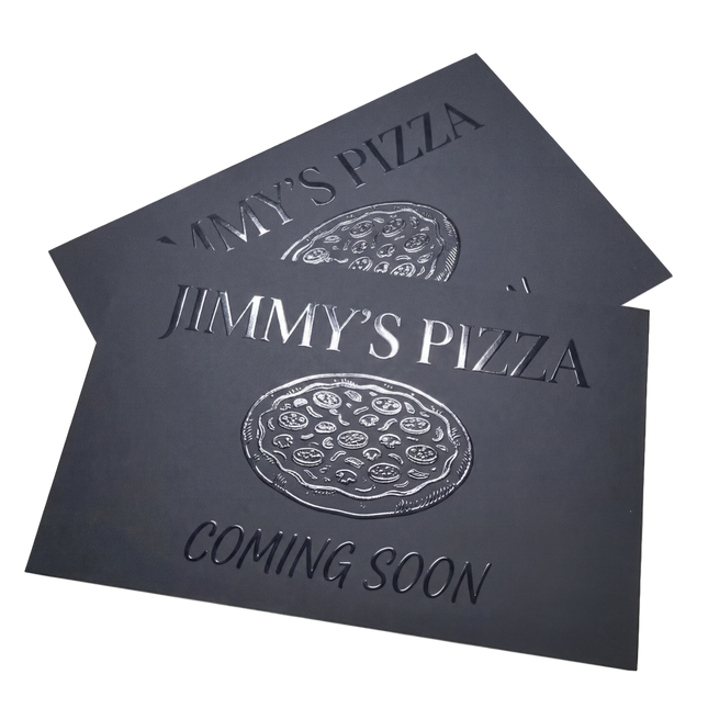 Raised Spot UV postcards, 4x6 marketing print by Varaprint featuring glossy, textured raised UV coating on a colorful design.