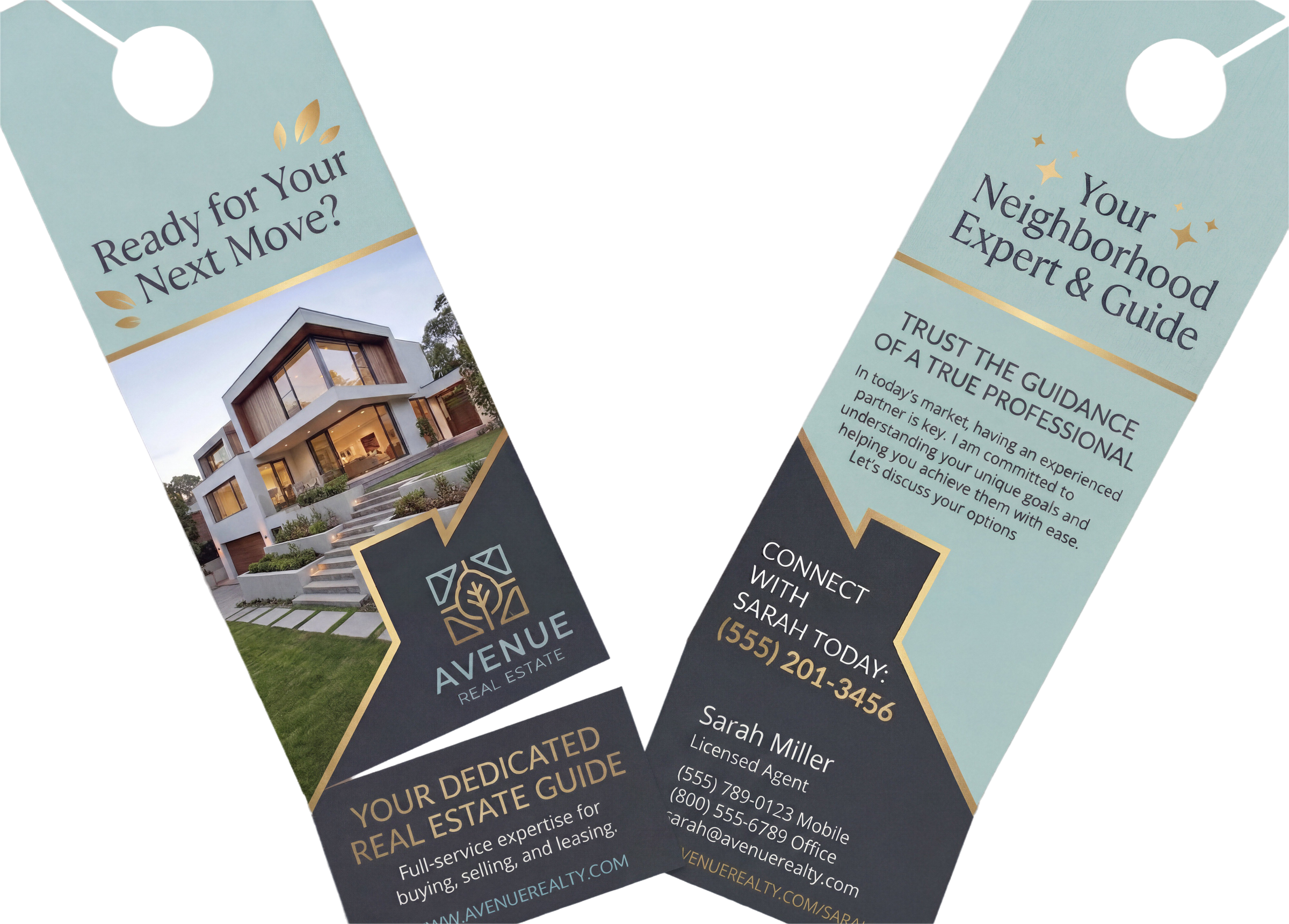 Varaprint marketing tearoff door hangers with printed design, ideal for advertising or promotional use on doors.