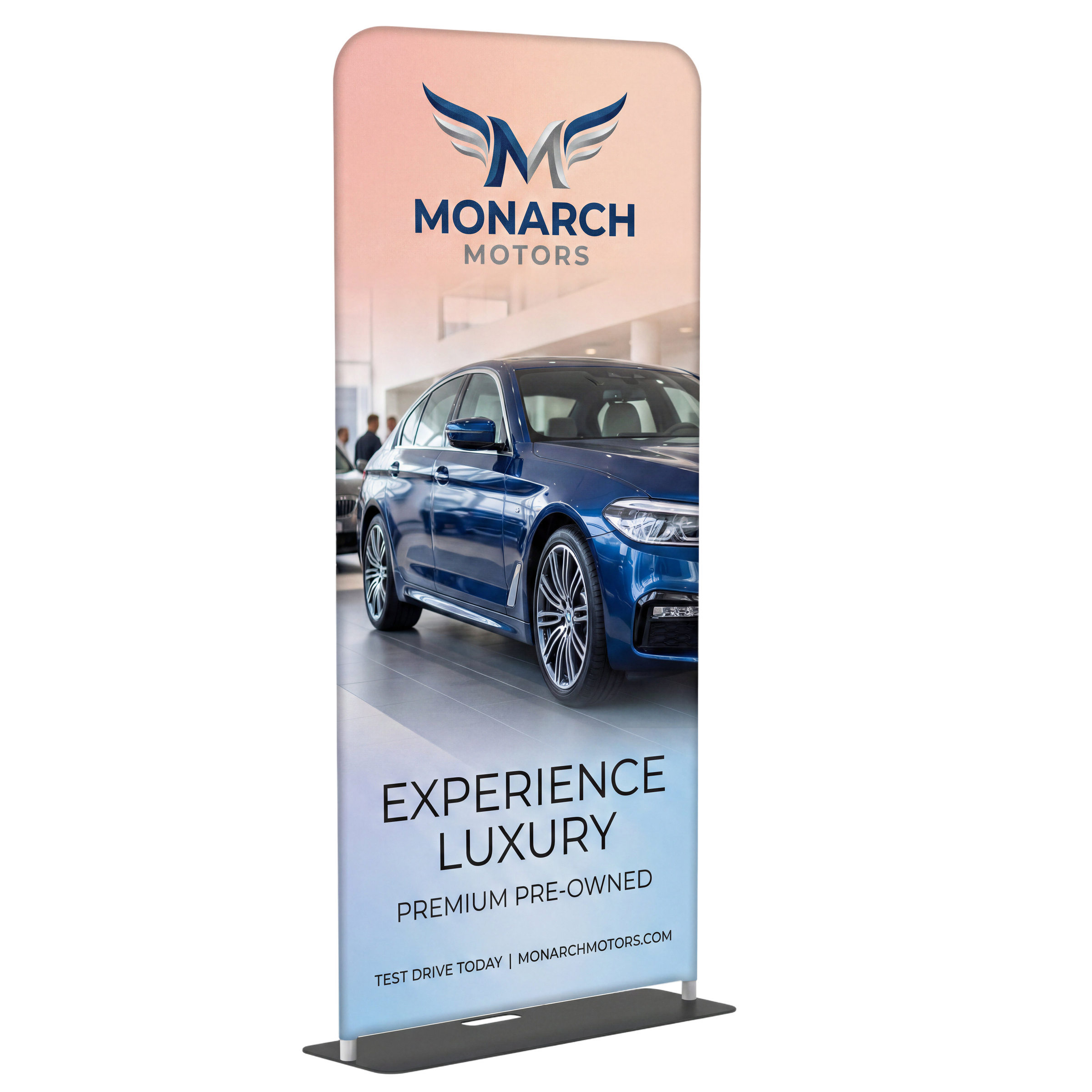 Varaprint tension fabric stand showcasing a sleek, portable display with vibrant fabric graphics for trade shows and events.