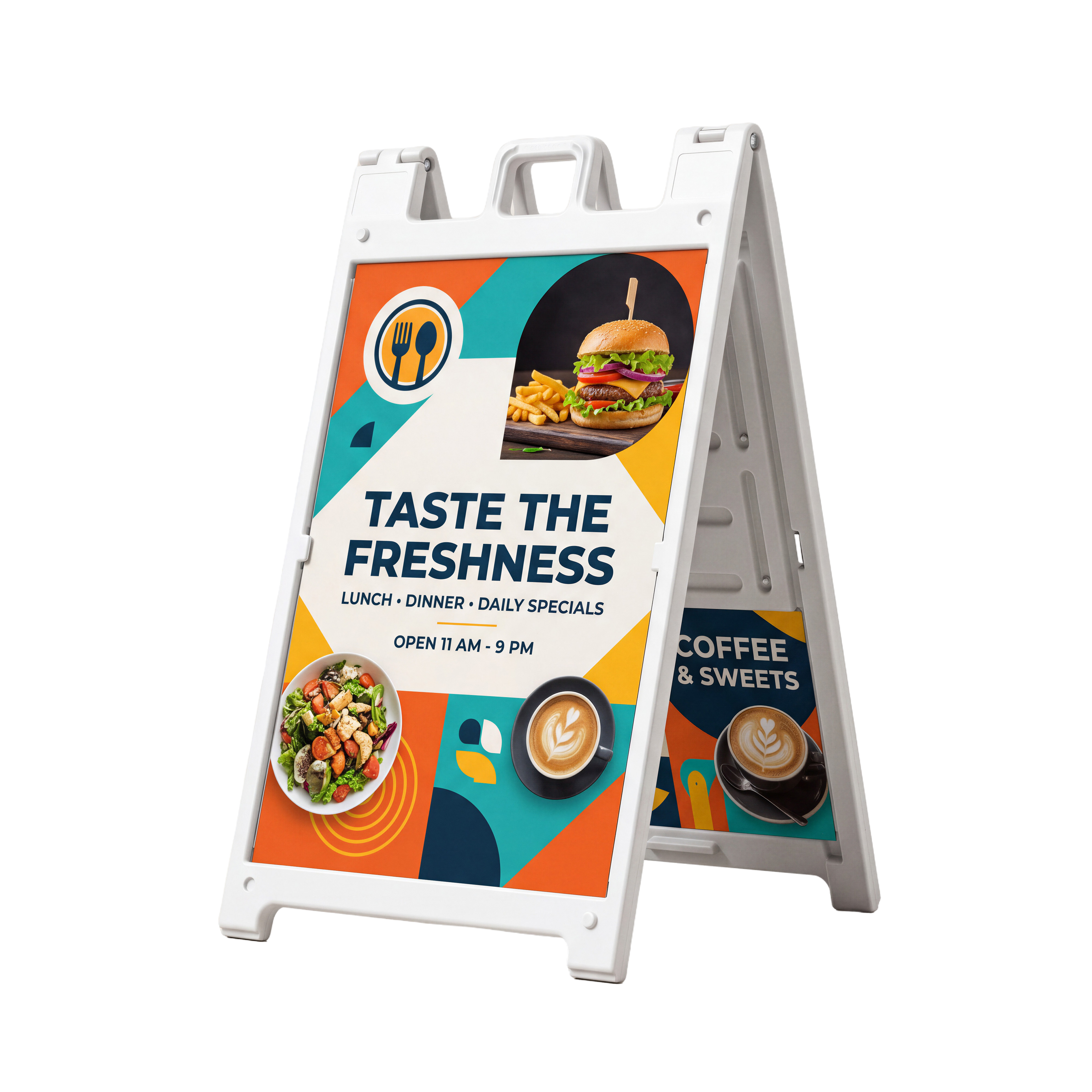 A Frame Sign Double Side Print - White Plastic Frame