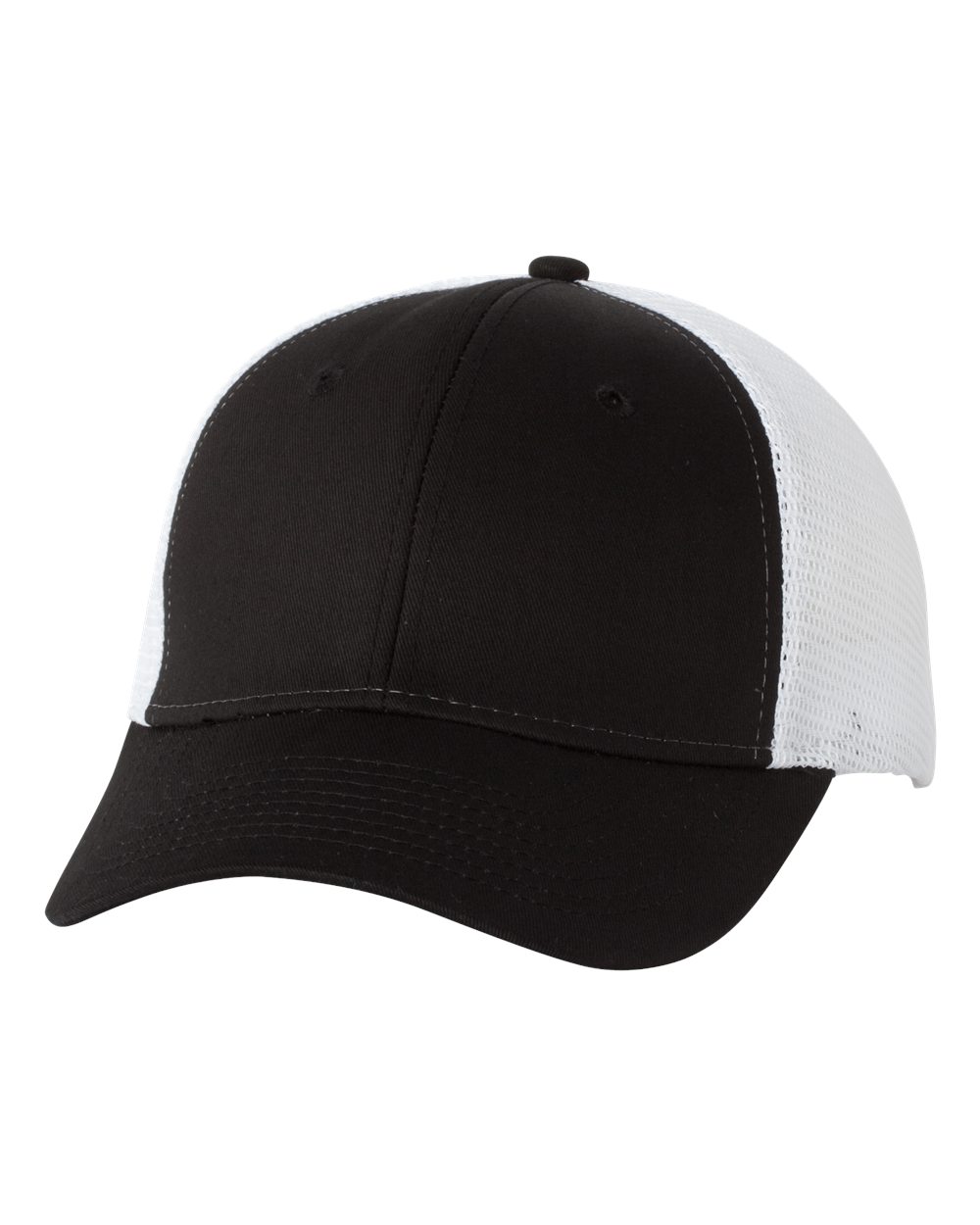 DTF Trucker Hat — Black/ White — front garment preview