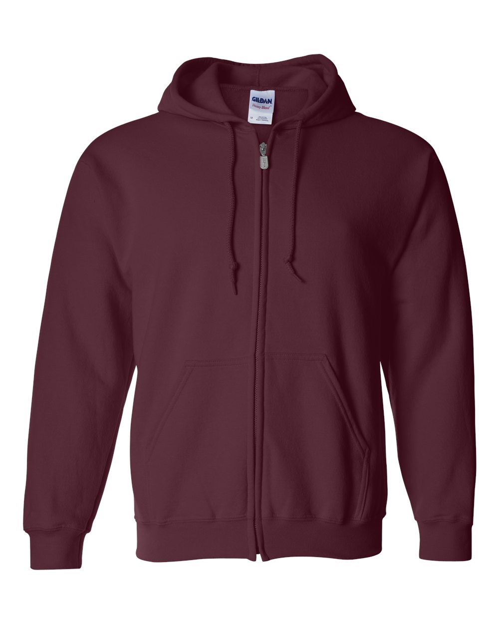 Full-Zip Hoodie — Maroon — front garment preview