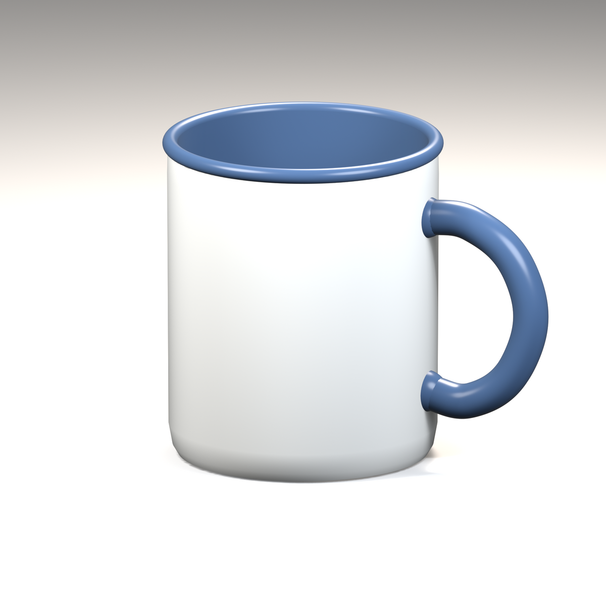 Blue custom mug by Varaprint with personalized design, featuring a smooth ceramic surface and comfortable handle.