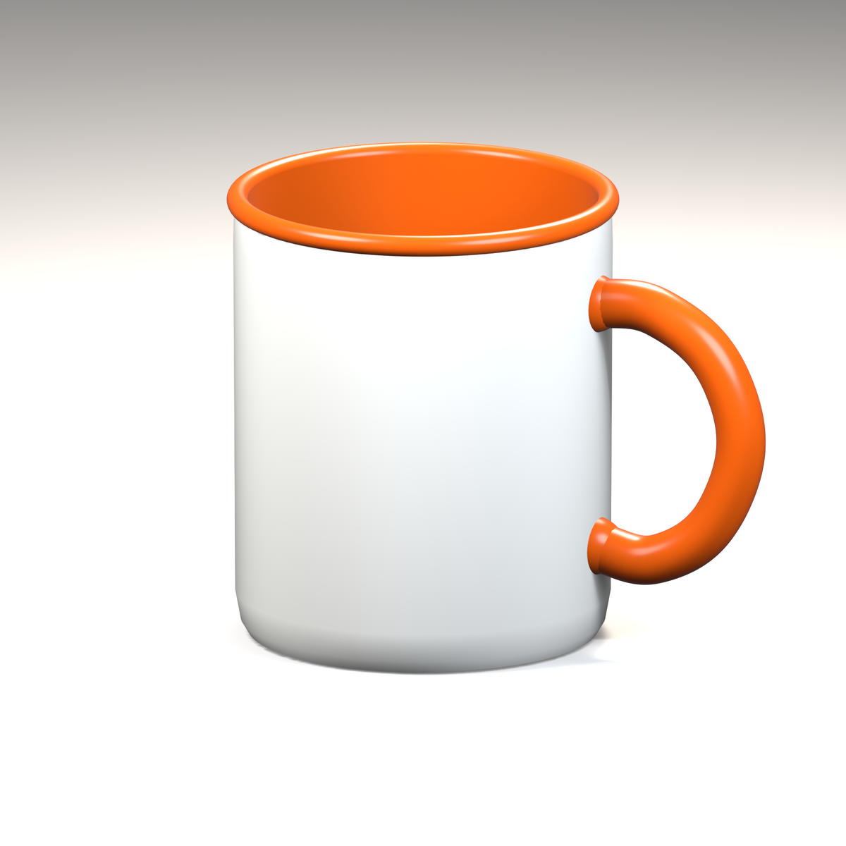 Orange custom mug from Varaprint with a sleek, cylindrical shape and a sturdy handle, perfect for personalized drinks.