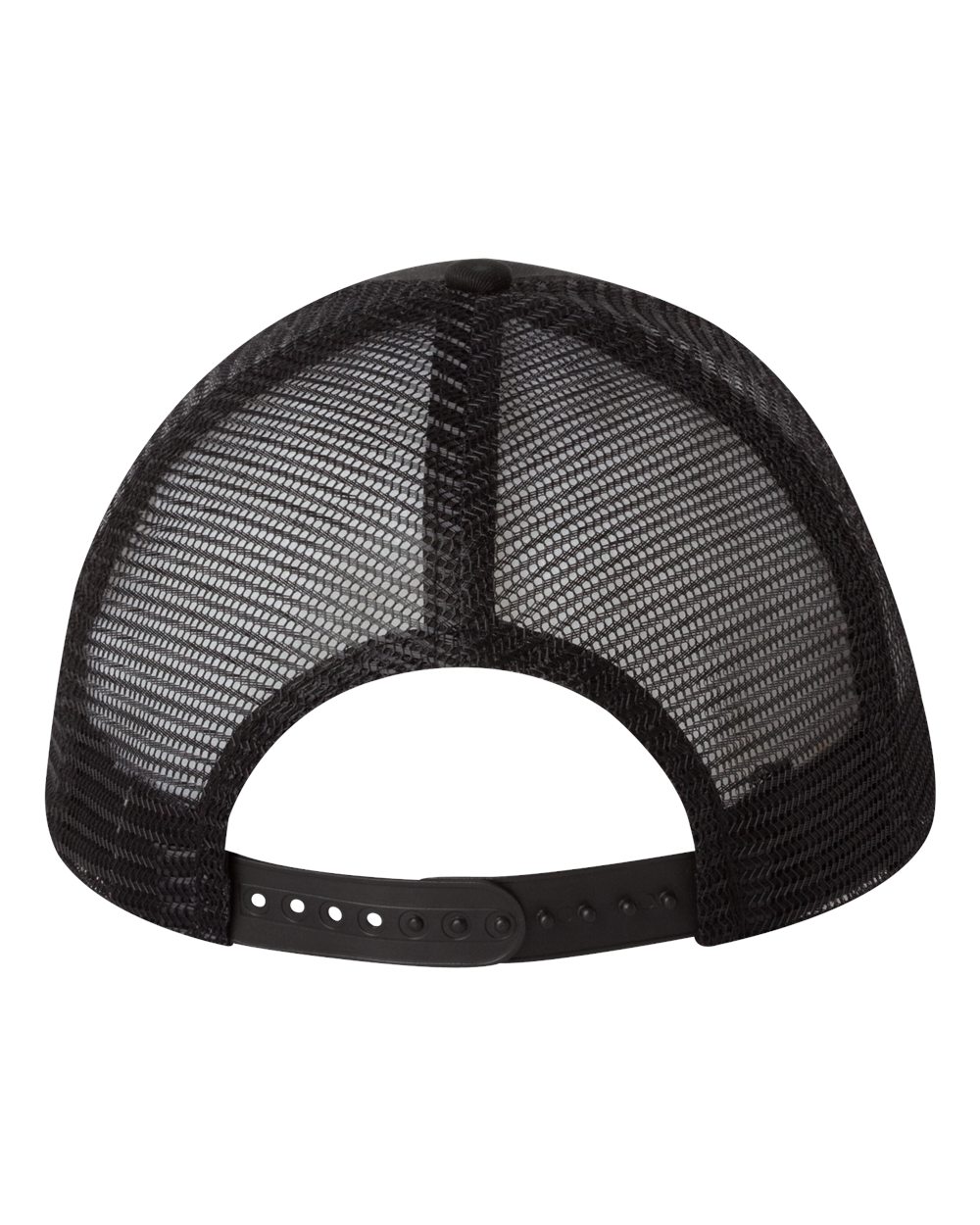 DTF Trucker Hat — Black — back garment preview