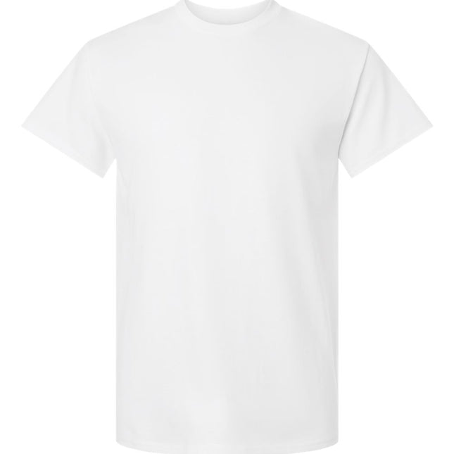 White Gildan 2000 Unisex Ultra Cotton T-Shirt, front view, showing classic fit and soft cotton fabric.
