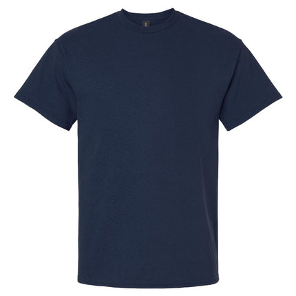 White Gildan 2000 Unisex Ultra Cotton T-Shirt, soft cotton fabric, classic fit, featuring short sleeves and crew neckline.