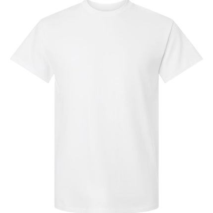 White Gildan 2000 Unisex Ultra Cotton T-Shirt, short-sleeve casual t-shirt with crew neckline, front view