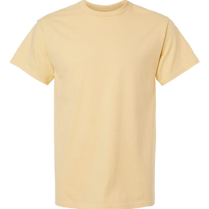 White Gildan 2000 Unisex Ultra Cotton T-Shirt, front view, soft cotton fabric, casual fit, classic crew neckline.