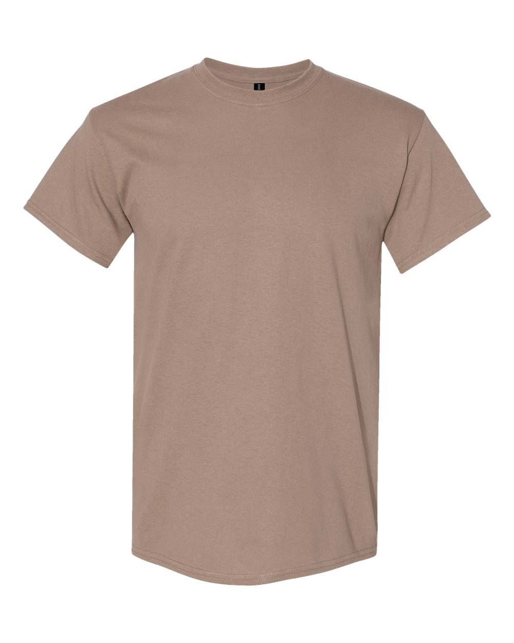 White Gildan 5000 Unisex Heavy Cotton T-Shirt displayed flat, showcasing its classic crew neck and durable cotton fabric.