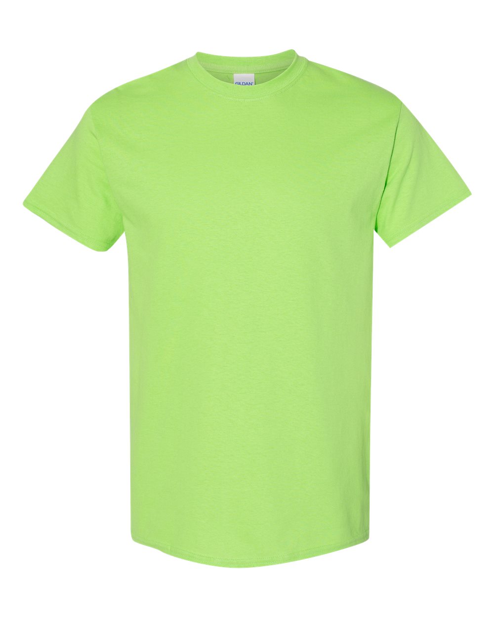 White Gildan 5000 Unisex Heavy Cotton T-Shirt displayed flat, showcasing the classic fit and soft fabric for casual wear.