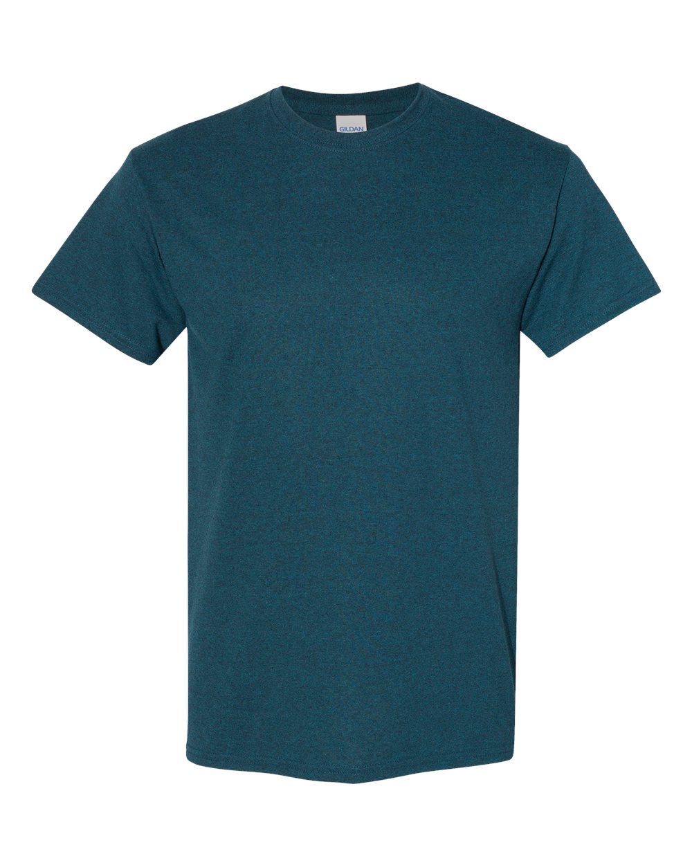 White Gildan 5000 Unisex Heavy Cotton T-Shirt, front view showing classic crew neck and short sleeves, made of durable cotton.