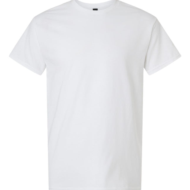 White Gildan 3000 unisex light cotton T-shirt displayed flat, showcasing its soft fabric and classic fit.