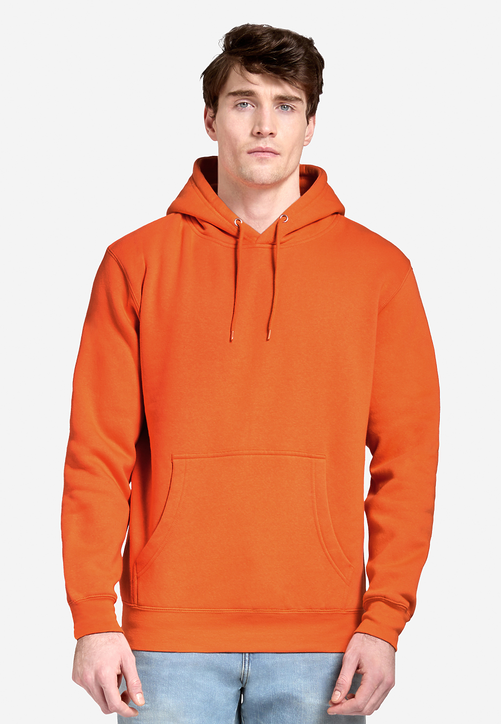 Varaprint premium pullover hoodie in vibrant red with a soft fabric texture and a comfortable hood, front view.