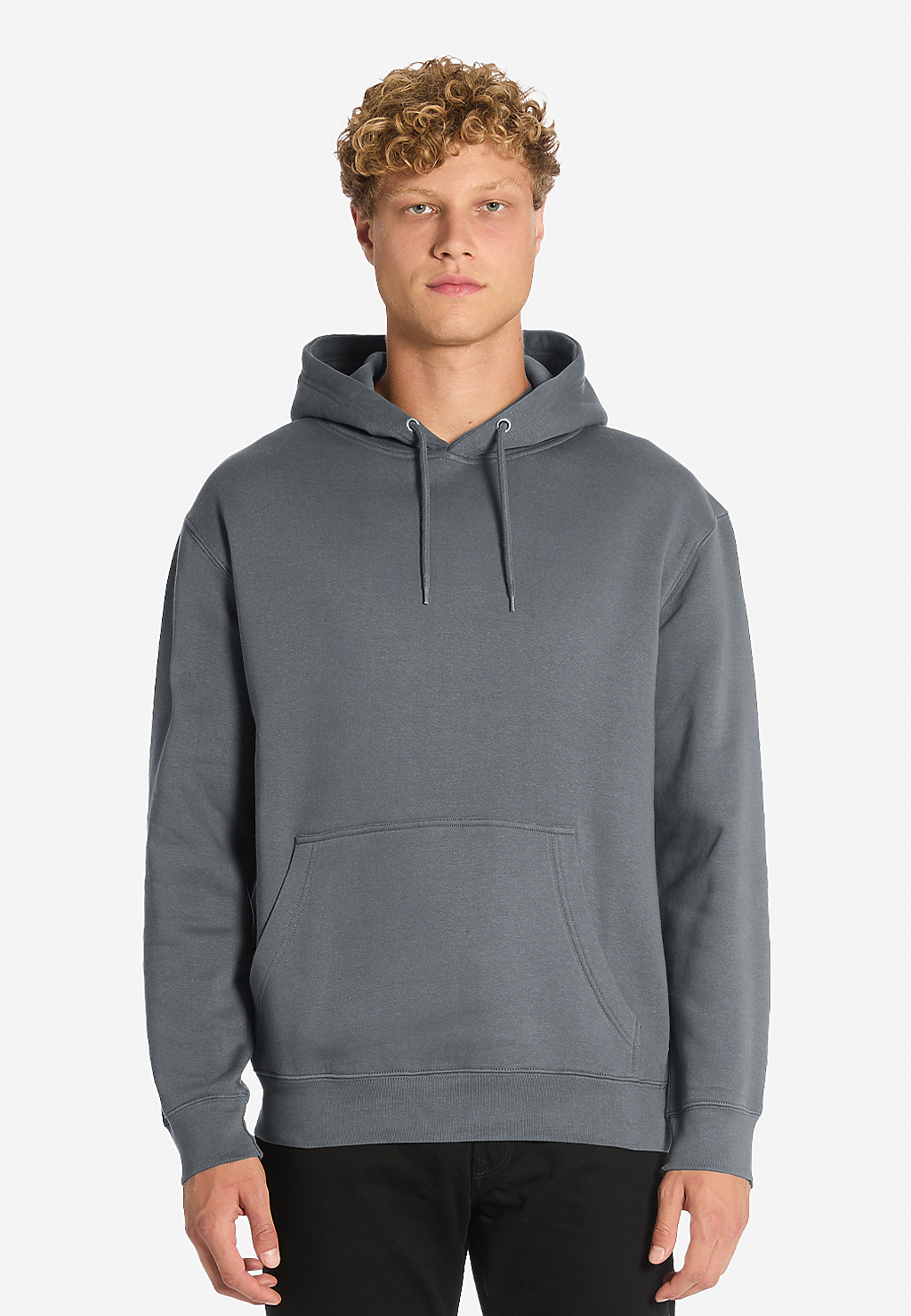 Varaprint premium pullover hoodie in black, showing front view with soft fabric and cozy hood, ideal for casual wear.