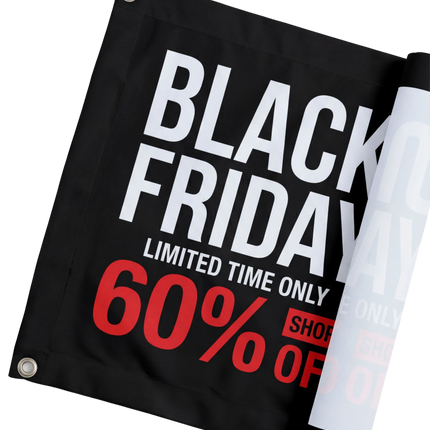 Bright vinyl banner featuring bold MSI Print branding and colorful graphics, ideal for promotional or event displays.