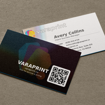 Full color MSI Print business cards featuring a standard full-color design with personalized contact information.
