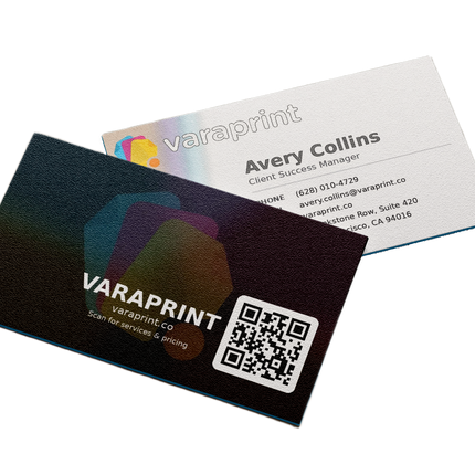 Full color MSI Print business cards with a transparent background, showcasing sleek, professional full-color business card design.