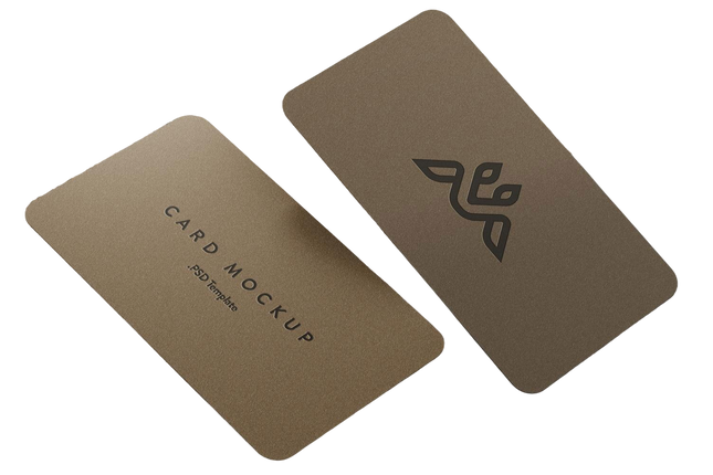 MSI Print suede business cards with velvet lamination, displayed on a burlap sack for a textured, professional look.