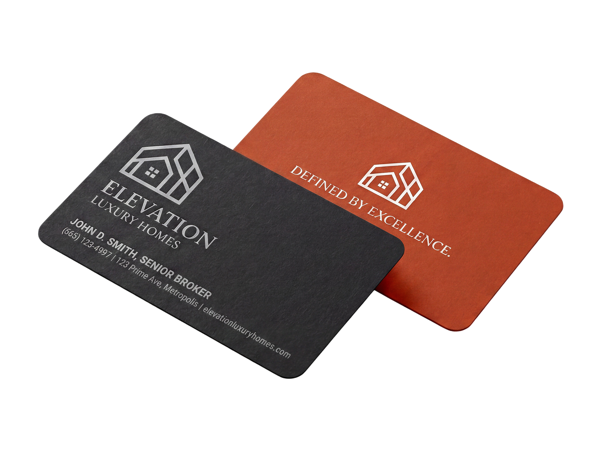 Varaprint rounded corner business cards featuring sleek, professional design with smoothly curved edges and high-quality paper.