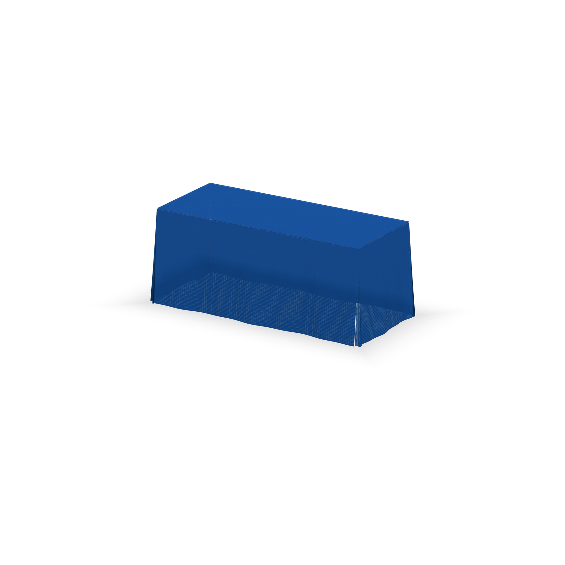 Solid color table throw, 6 ft, Blue, rear three-quarter view